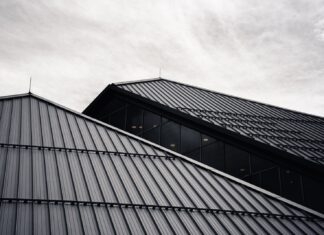 black and white glass building